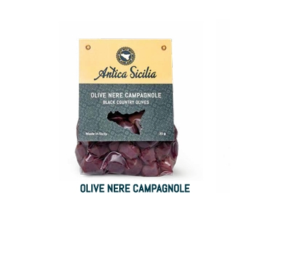 Olive nere campagnole 350gr con cavallotto Antica Sicilia