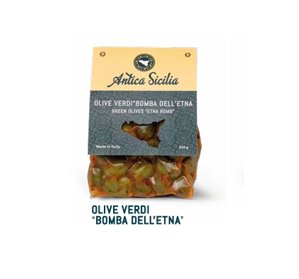 Olive verdi "Bomba dell'Etna" 350gr con cavallotto Antica Sicilia