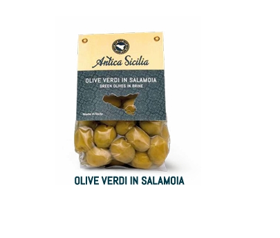 Olive verdi in salamoia 350gr con cavallotto Antica Sicilia