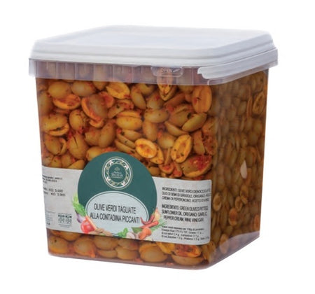 Olive verdi tagliate alla contadina piccanti 3,5kg Antica Sicilia
