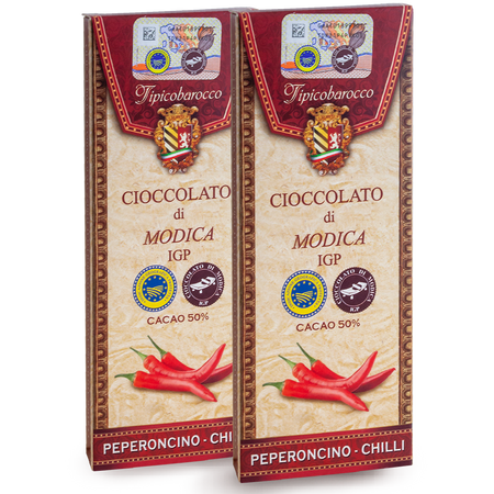 *Cioccolato Di Modica IGP cacao extra 50% barretta al PEPERONCINO 100gr Prodotti Tipici Iblei