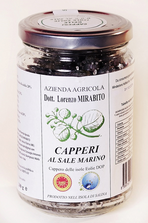 Capperi delle Isole Eolie D.O.P misti in vetro da 200 gr Azienda Agricola Lorenzo Mirabito