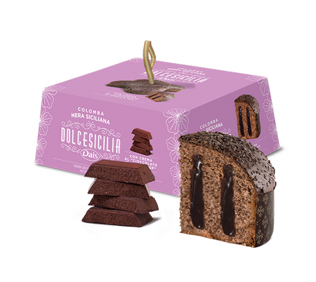 Colomba pasquale Nera Siciliana farcita e ricoperta al cioccolato di Modica 800g Dais