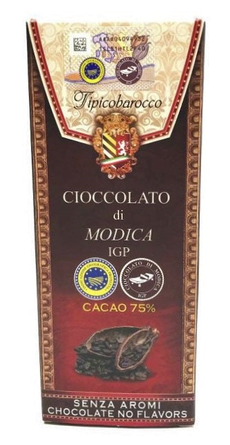 *Cioccolato di Modica IGP cacao al 75% EXTRA PURO 100gr Prodotti Tipici Iblei