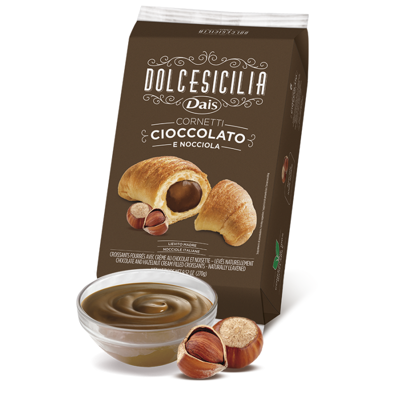 Cornetti farciti al CIOCCOLATO E NOCCIOLA da 270gr Dais - Prodotti & Sapori di Sicilia ~ I migliori prodotti tipici siciliani