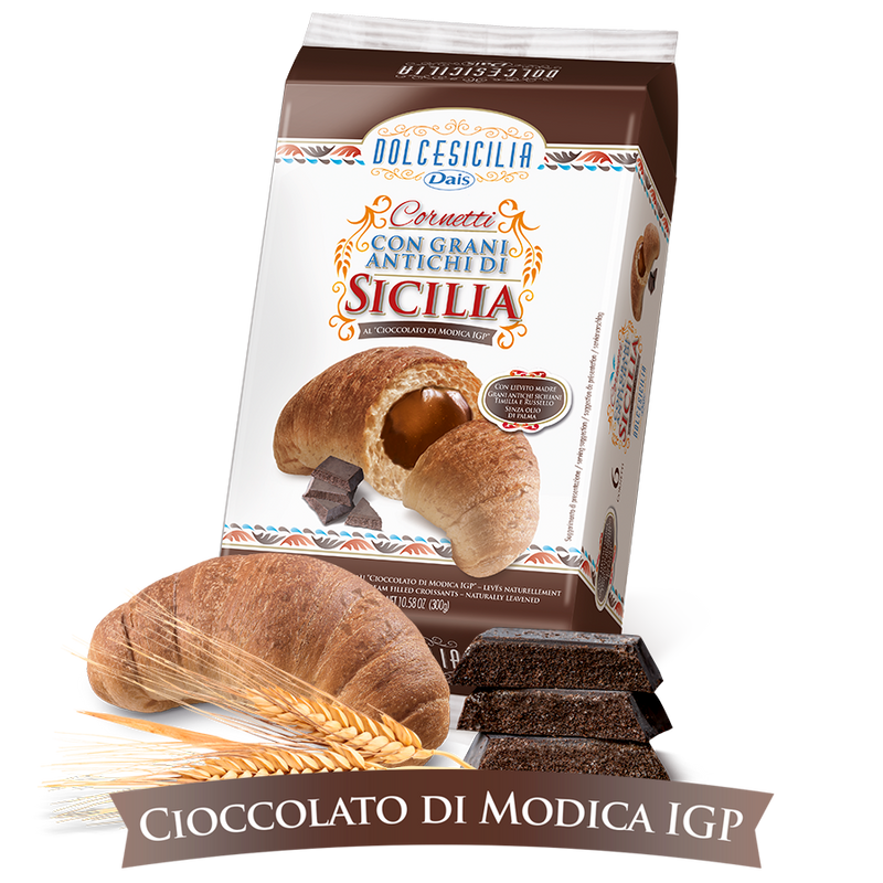 Cornetti ai Grani Antichi farciti al CIOCCOLATO DI MODICA da 300gr Dais