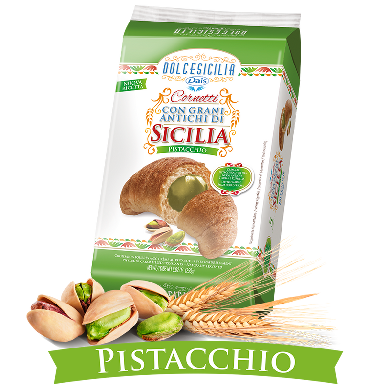 Cornetti ai Grani Antichi farciti alla CREMA DI PISTACCHIO da 250gr Dais