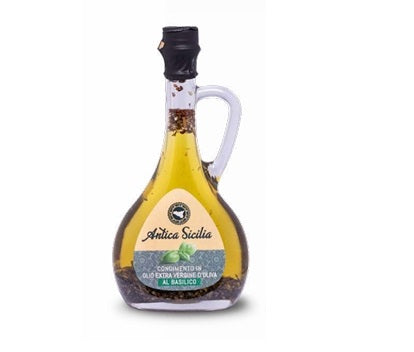 Olio e.v.o. al basilico 10cl bottiglia con manico Antica Sicilia