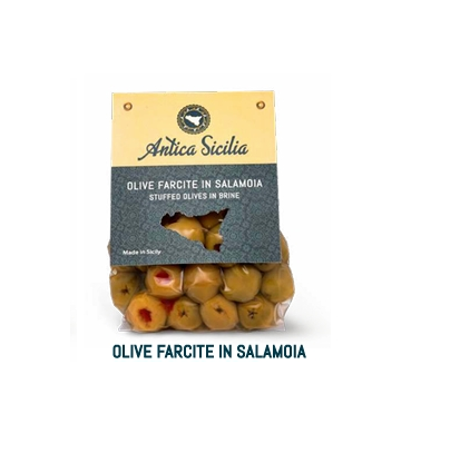 Olive farcite in salamoia 350gr con cavallotto Antica Sicilia