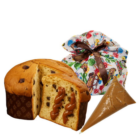 Panettone Artigianale al Caramello Salato 1000gr in stoffa Antica Sicilia