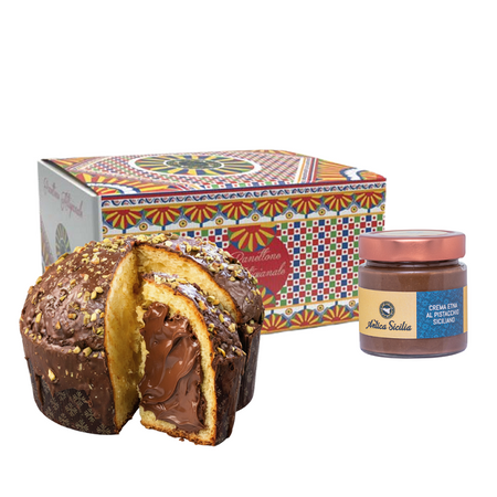 Panettone Artigianale Etna al Pistacchio 1000gr in scatola Antica Sicilia
