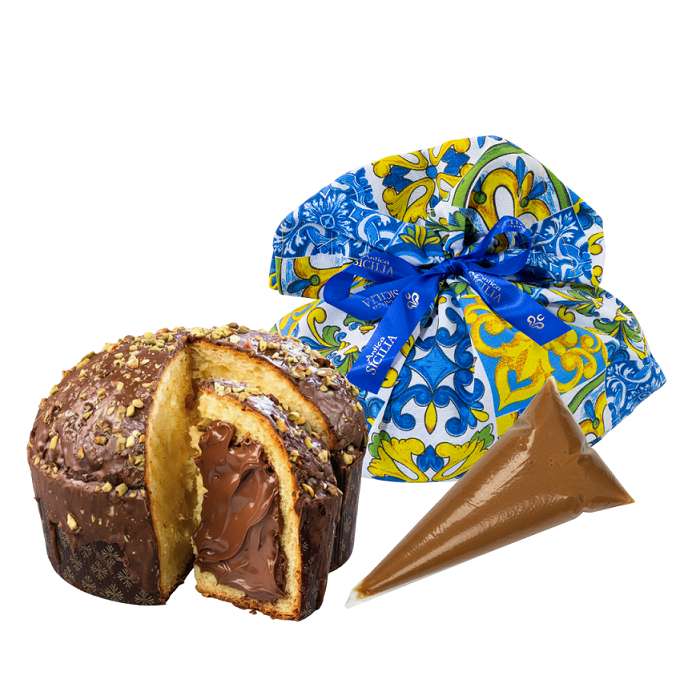 Panettone Artigianale Etna al Pistacchio 1000gr in stoffa Antica Sicilia