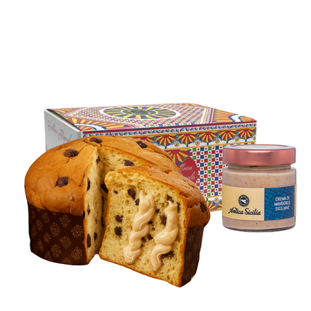 Panettone Artigianale alla Mandorla 1000gr in scatola Antica Sicilia
