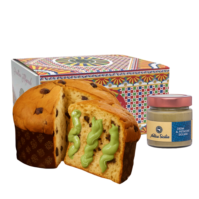 Panettone Artigianale al Pistacchio 1000gr in scatola Antica Sicilia