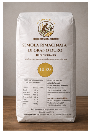 Semola Rimacinata di grano duro varietà "Sicilia" confezione da 10 kg