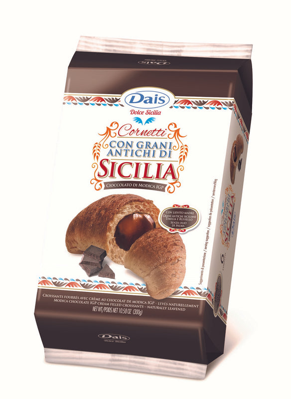 Cornetti ai Grani Antichi farciti al CIOCCOLATO DI MODICA da 300gr Dais