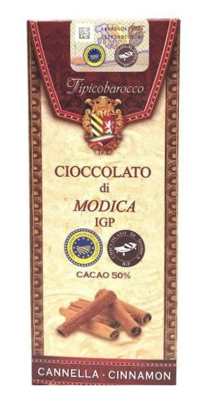 0026 Cioccolato Di Modica IGP cacao al 50% barretta alla CANNELLA 100gr Prodotti Tipici Iblei