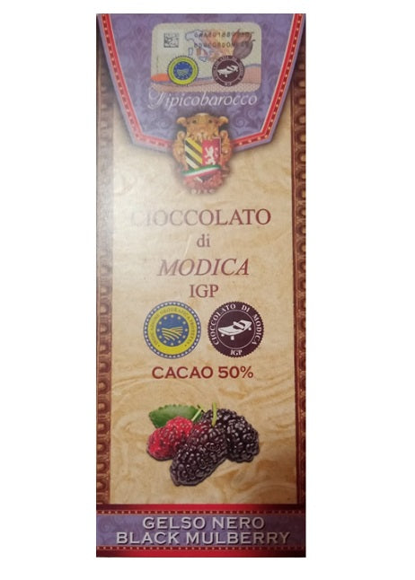 0032 Cioccolato di Modica IGP cacao al 50% barretta ai GELSI NERI 100gr Prodotti Tipici Iblei