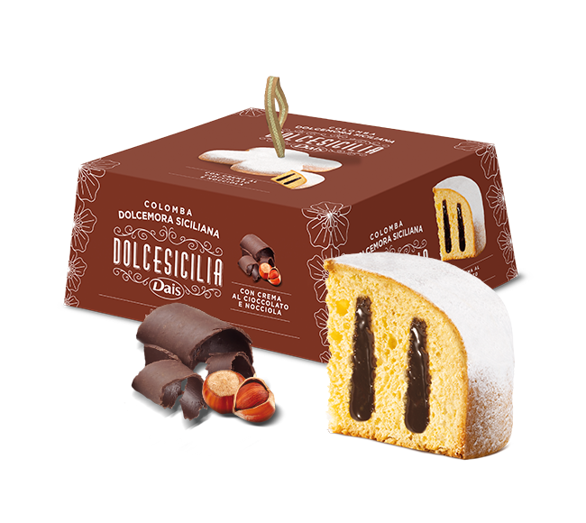 Colomba pasquale Dolcemora farcita con crema al Cioccolato e Nocciola 750gr Dais