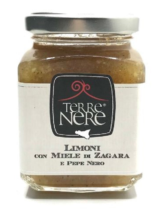 Marmellata di limoni con pepe nero e miele di zagara 240gr Terre Nere