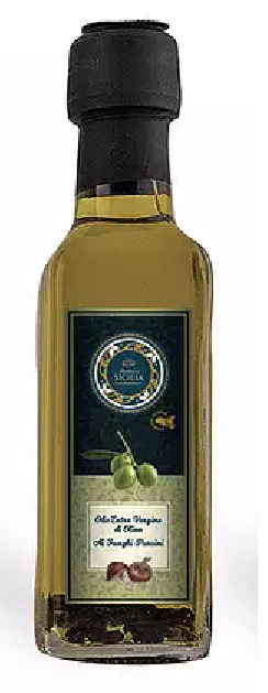 *Olio e.v.o. ai funghi porcini 10cl bottiglia rettangolare Antica Sicilia