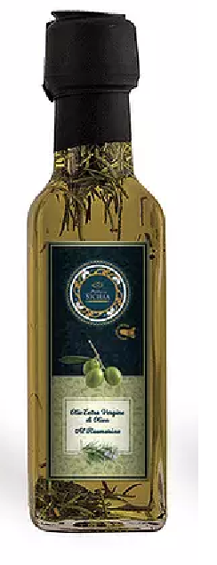 Olio e.v.o. al rosmarino 10cl bottiglia rettangolare Antica Sicilia