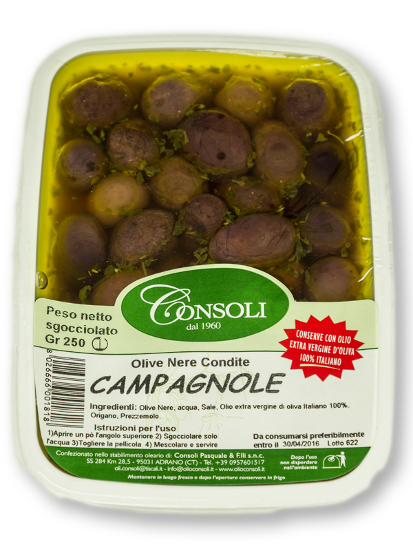 Olive nere "Campagnole" 250gr Consoli - Prodotti & Sapori di Sicilia ~ I migliori prodotti tipici sicilianiPRODOTTI TIPICI SICILIANI