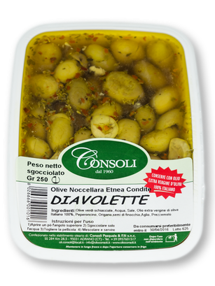 Olive verdi "Diavolette" 200 gr Consoli