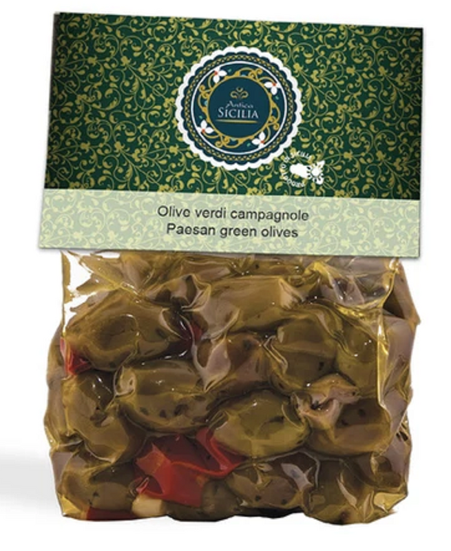 *Olive verdi campagnole 350gr con cavallotto Antica Sicilia