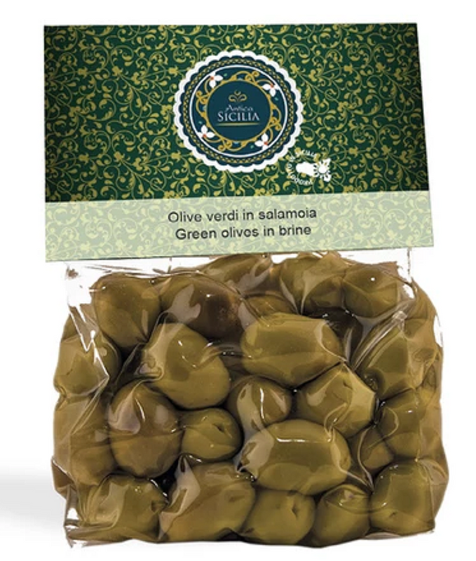 Olive verdi in salamoia 350gr con cavallotto Antica Sicilia