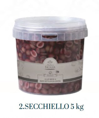 Olive nere a barchetta in salamoia 5000gr Antica Sicilia