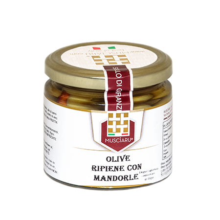 0071 Olive Verdi Ripiene con le Mandorle in olio 200gr Musciàru
