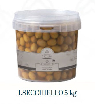 Olive verdi schiacciate in salamoia 5000gr Antica Sicilia