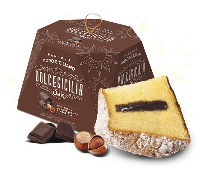 Pandoro "MORO SICILIANO" farcito al cioccolato e nocciola 750gr Dais