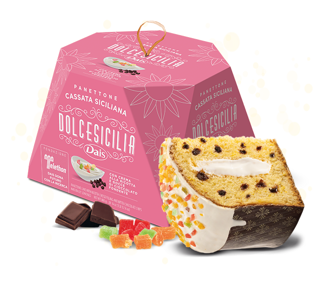 Panettone "CASSATA SICILIANA" farcito con crema alla ricotta 800gr Dais