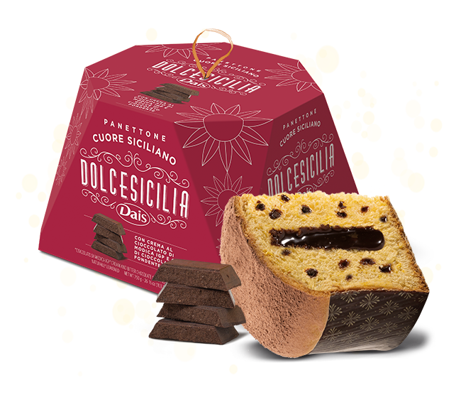 Panettone "CUORE SICILIANO" al cioccolato di Modica e gocce di cioccolato 750gr Dais