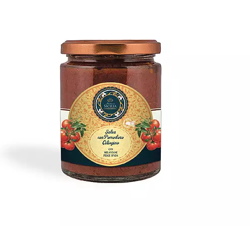Salsa di pomodorini ciliegino pesce spada e melanzane 280gr Antica Sicilia